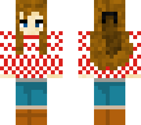 girl in red and white shirt