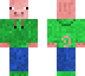 pig wearing a green hoodie