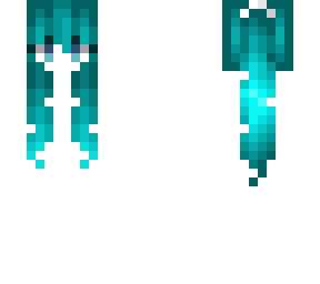 female hb - long ponytail - dark teal cyan fade