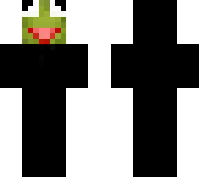kermit  in a black hood with gloves