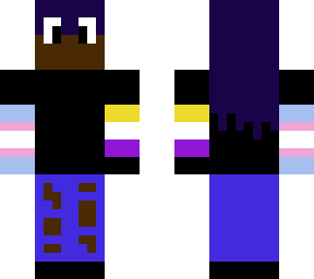 trans an non binary pride flag arms with long purple hair