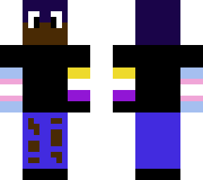 trans an non binary pride flag arms with short  purple hair