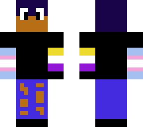 trans an non binary pride flag arms with short purple hair {different skin tone}