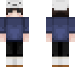 boy with bear hat and boots