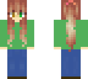 girl wich green hoodie and brown hair