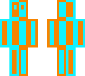 orange and cyan half