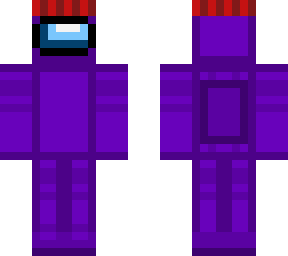 purple among us character with a red beanie