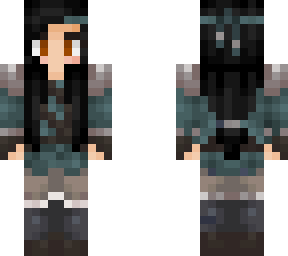 medieval girl with soft teal clothing