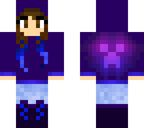 purple creeper hoodie - brown hair/eyes