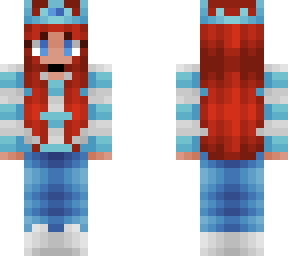 snowflake queen - sweater w/ blue stripes - redhead