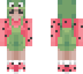 watermelon/strawberry frog girl with overalls