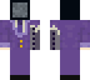 purple suit, static tv head, bionic arm