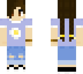casual girl, ponytail, egg shirt