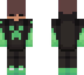 gamer (slim 3px) green and black with hoodie with creeper