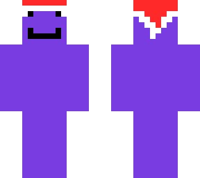 purple guy with santa hat