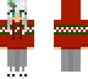 christmas girl wearing bunny slippers