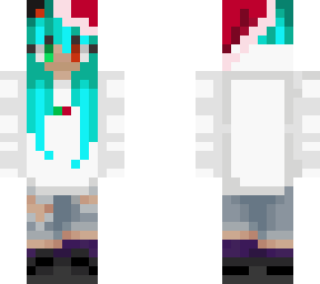 cyan - cat - girl - hoodie - christmas version