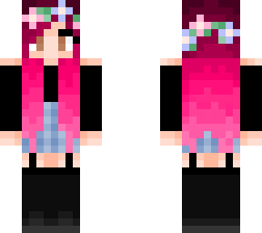 pink hair plaid skirt with flower crown