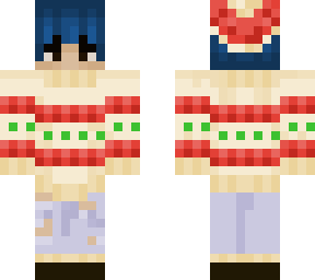 blue hair boy in a christmas sweater :d