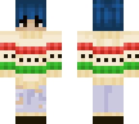 blue hair boy in a kwanzaa sweater :d