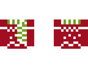 red christmas sweater & green scarf - winter clothes base