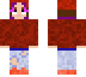 red theme with purple and brown hair