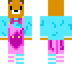 teddy bear in pink overalls