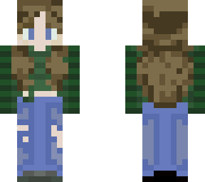 trendy girl brown hair blue eyes | Minecraft Skin