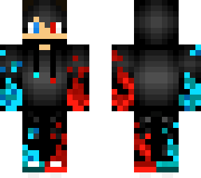 blue and red with hood