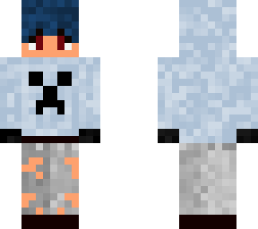 blue creeper hoodie and blue hair boy skin.