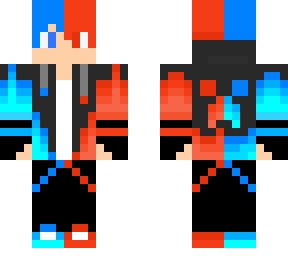 blue and red creeper boy with blue and red hair