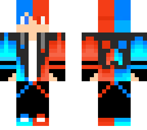 blue and red creeper boy with blue and red hoodie