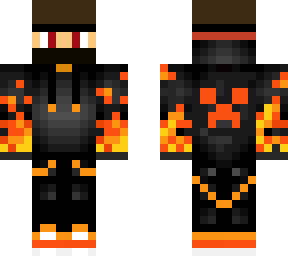 fire ninja boy with headphones and red eyes