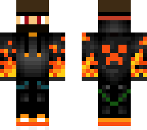 fire ninja boy with headphones and red eyes