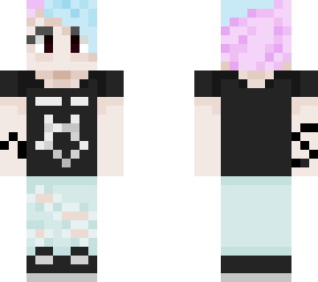 girl pink and blue short hair