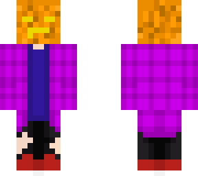 purple flannel pumpkin head