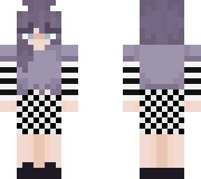 purpled checkered black and white girl