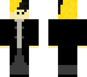 gold and black boy but with a black overcoat