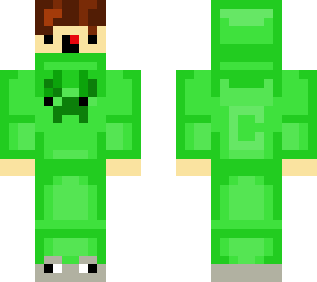 noobie in a green crepper hoodie