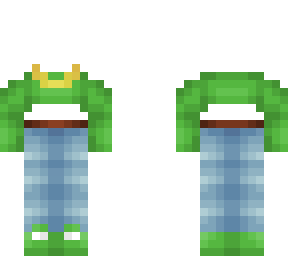ob - aesthetic - green top w/ long blue jeans v2