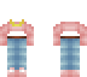 ob - aesthetic - pink top w/ long blue jeans v2