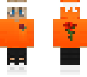 orange hoody with blonde hair