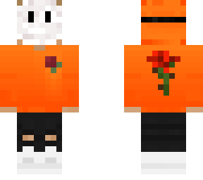 orange hoody with blonde hair with hair