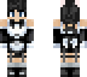 black hair catgirl maid