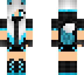blue wolf girl with white hair