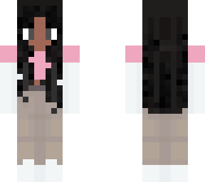 girl with pink and white layered top and cargo pants lol