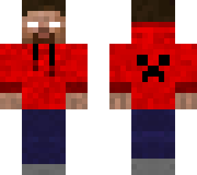 herobrine in a red hoodie with a creeper face 2