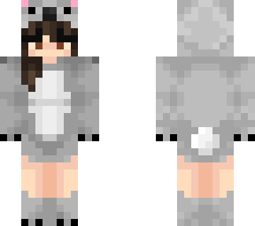 medium hair, brown hair, brown eyes, koala onesie