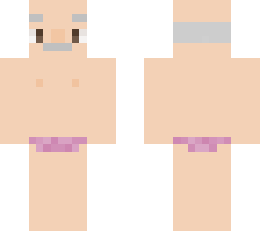 old man in cute, pink, swimsuit