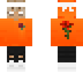 orange hoody with blonde hair with white eyes